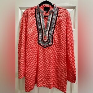 Cynthia Rowley Blue And Red Embroidered Dress